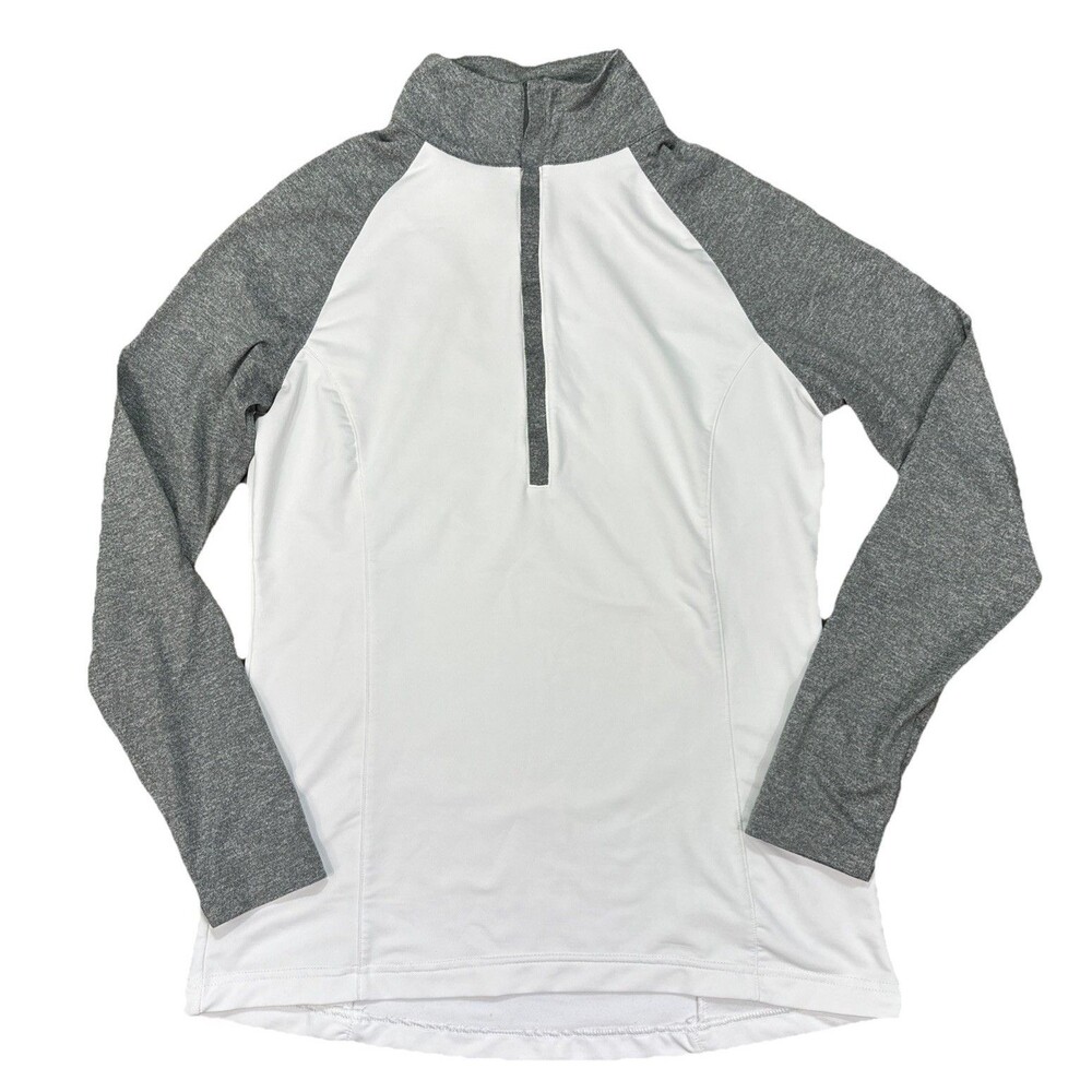 Peter Millar Womens 1/2 Zip Pullover  50+ UPF Long Sleeve Shirt White Grey Small